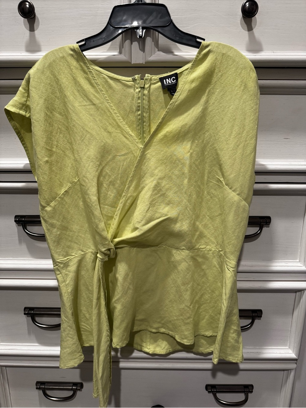 INC International Concepts Lime Twist-Waist Women’s Top